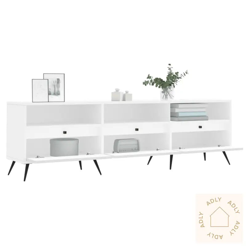 Tv-Benk Hvit 150X30X44,5 Cm Konstruert Tre