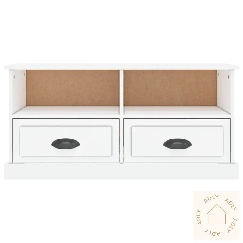 Tv-Benk Høyglans Hvit 93X35,5X45 Cm Konstruert Tre