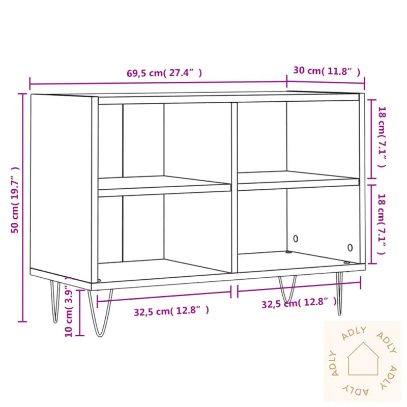 Tv-Benk Betonggrå 69,5X30X50 Cm Konstruert Tre