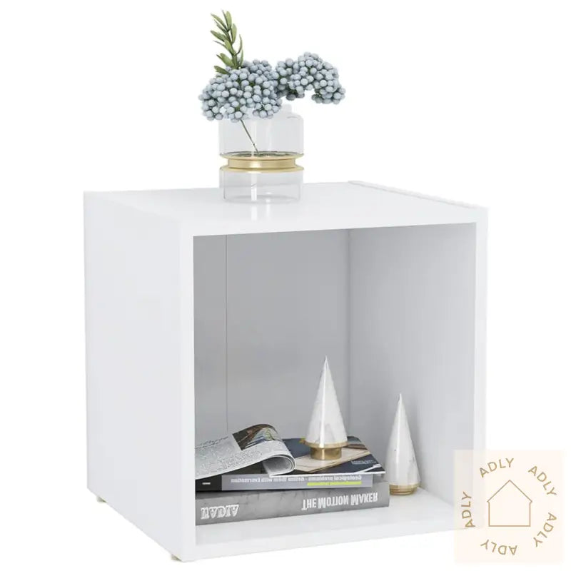 Tv-Benk Hvit 37X35X37 Cm Konstruert Tre