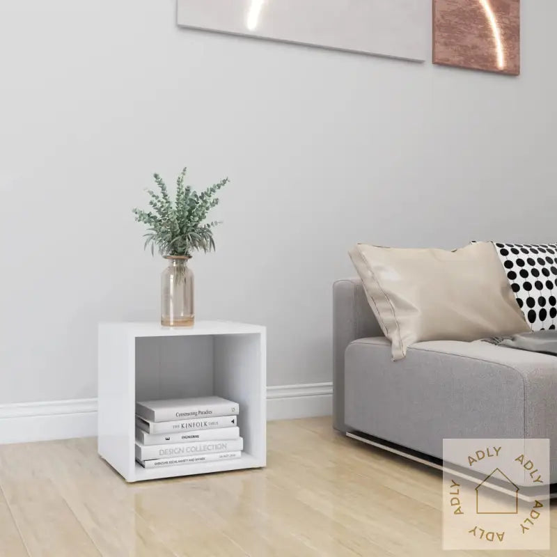 Tv-Benk Hvit 37X35X37 Cm Konstruert Tre