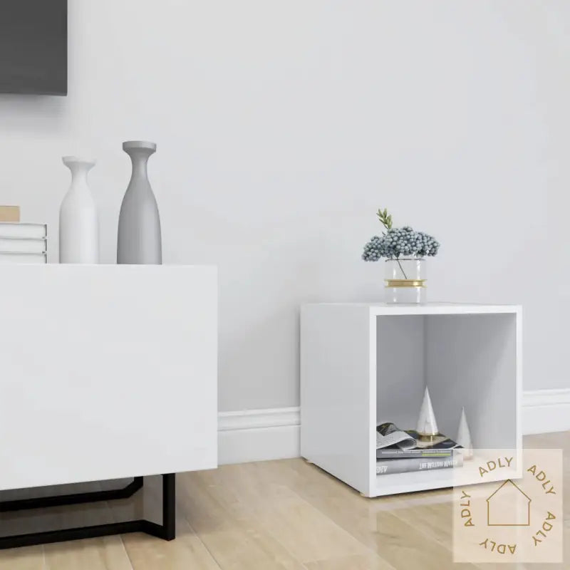 Tv-Benk Hvit 37X35X37 Cm Konstruert Tre