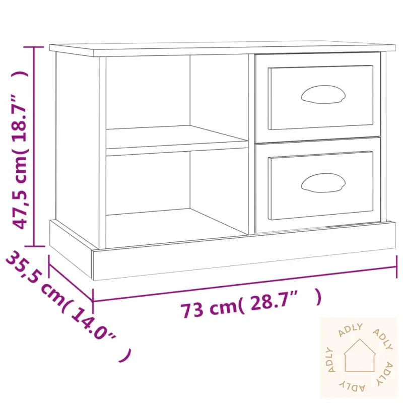 Tv-Benk Svart 73X35,5X47,5 Cm Konstruert Tre