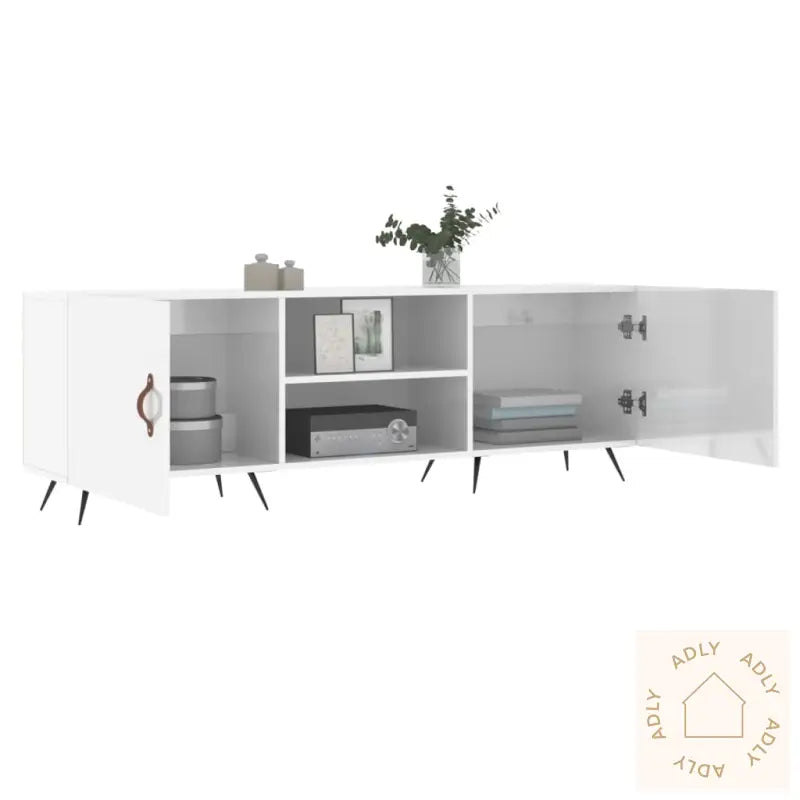 Tv-Benk Høyglans Hvit 150X30X50 Cm Konstruert Tre