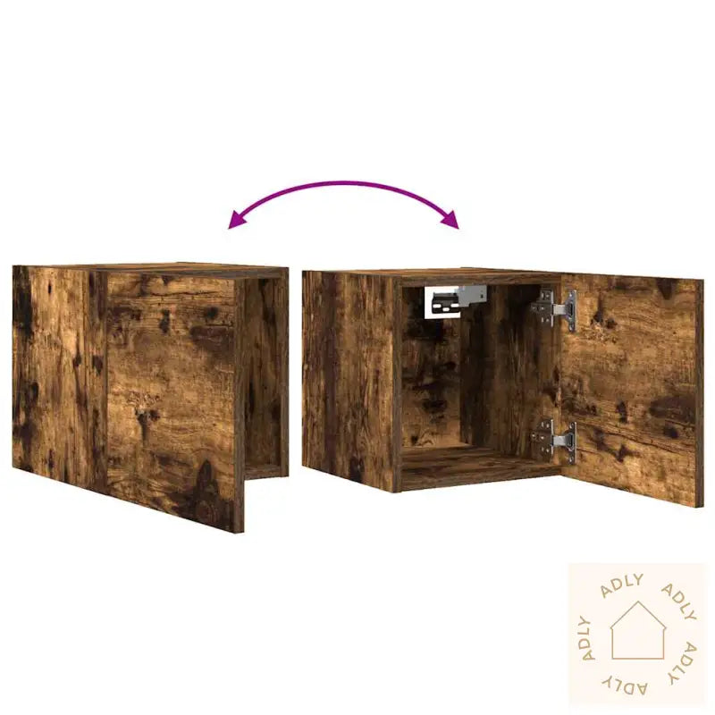 Vegghengt Tv-Benk Røkt Eik 30,5X30X30 Cm