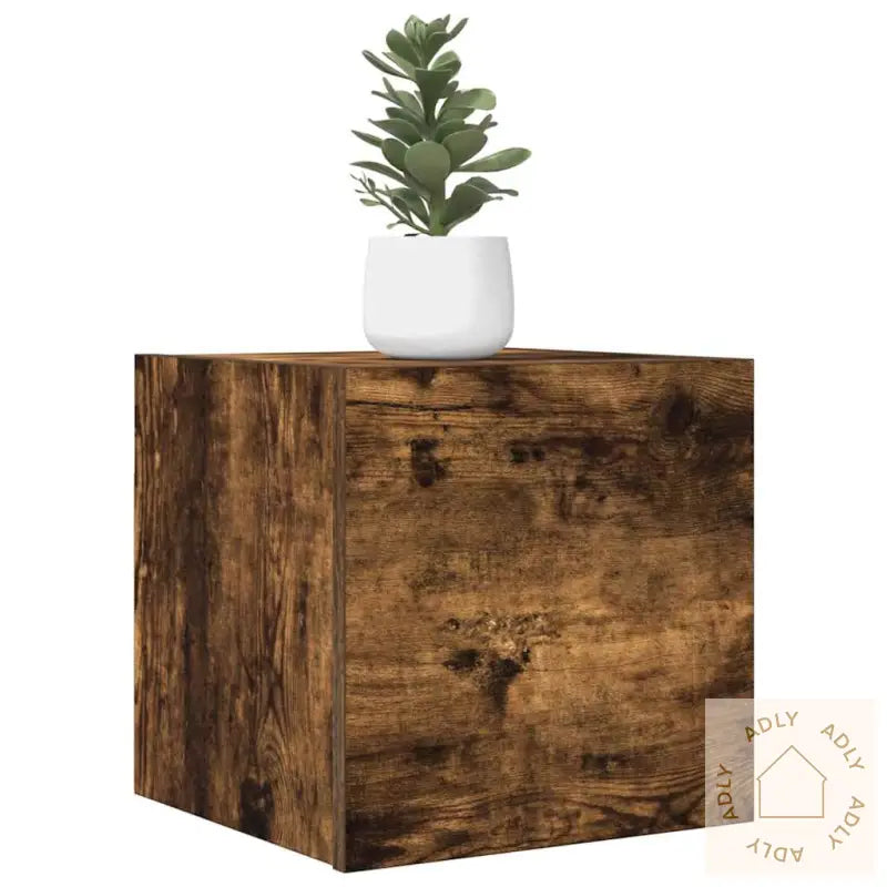 Vegghengt Tv-Benk Røkt Eik 30,5X30X30 Cm