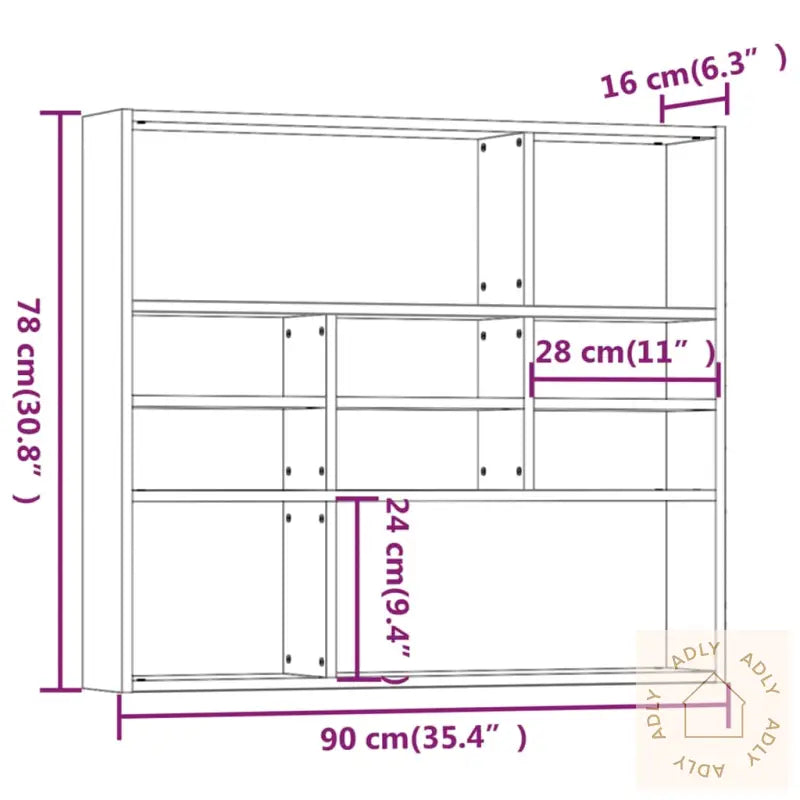 Vegghylle Røkt Eik 90X16X78 Cm Konstruert Tre