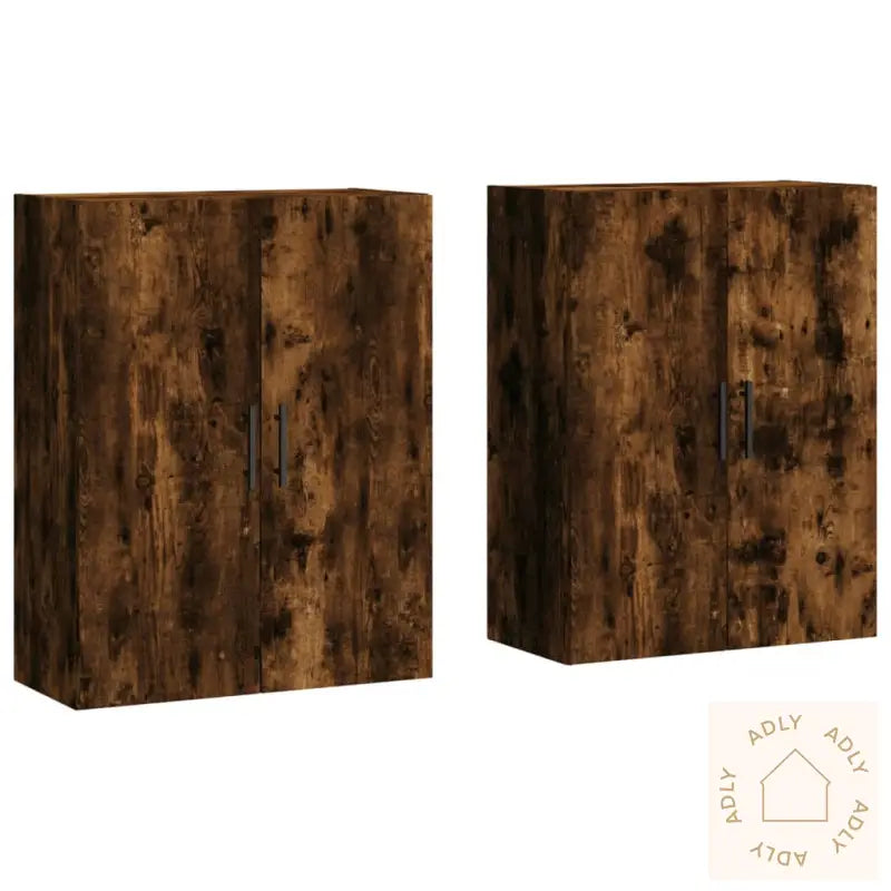 Veggskap 2 Stk Røkt Eik 69,5X34X90 Cm