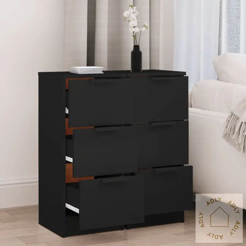 Skjenker 2 Stk Svart 30X30X70 Cm Konstruert Tre