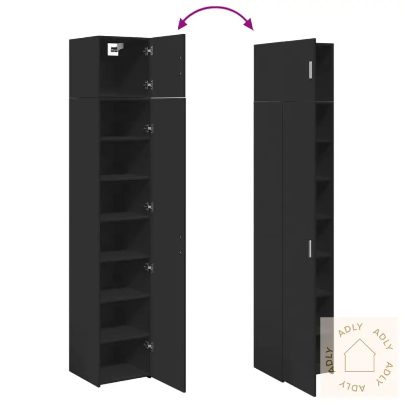 Smalt Oppbevaringsskap Svart 40X42,5X225 Cm Konstruert Tre