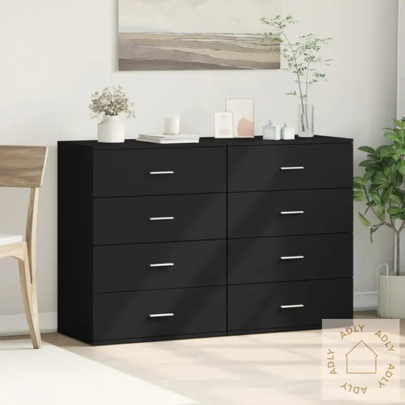 Skjenker 2 Stk Svart 60X39X80 Cm Konstruert Tre