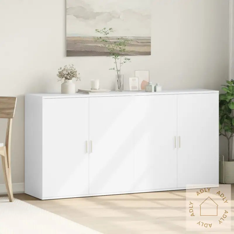 Skjenker 2 Stk Hvit 79X38X80 Cm Konstruert Tre