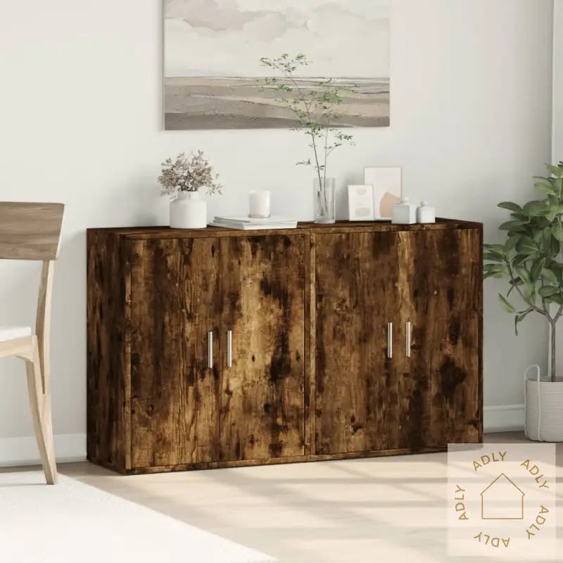 Skjenker 2 Røkt Eik 60X31X70 Cm Konstruert Tre