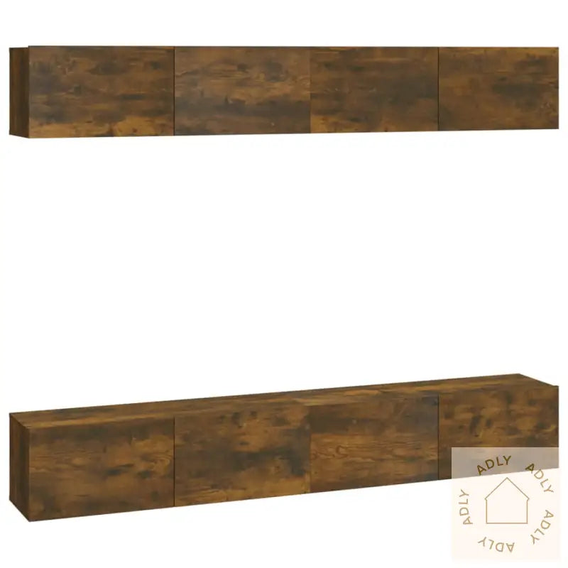 Vegghengte Tv-Benker 4 Stk Røkt Eik 100X30X30 Cm
