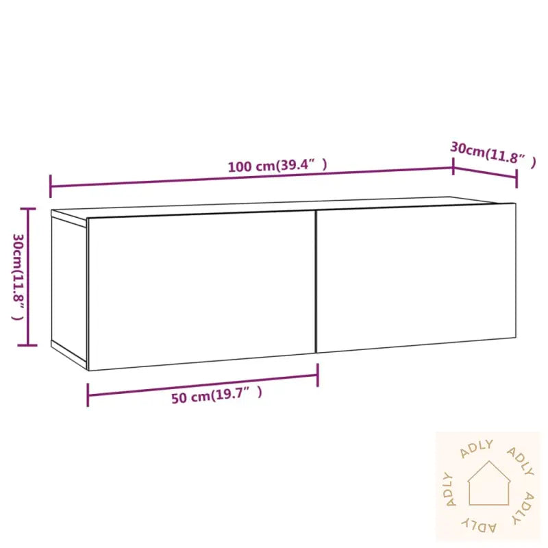Vegghengte Tv-Benker 4 Stk Hvit 100X30X30 Cm