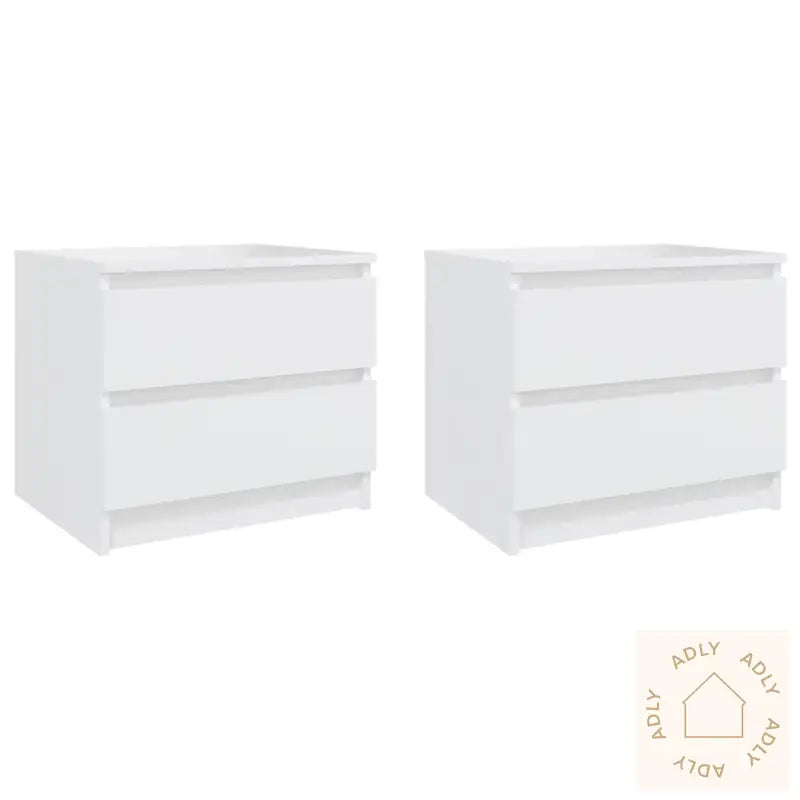 Nattbord 2 Stk Hvit 50X39X43,5 Cm Konstruert Tre