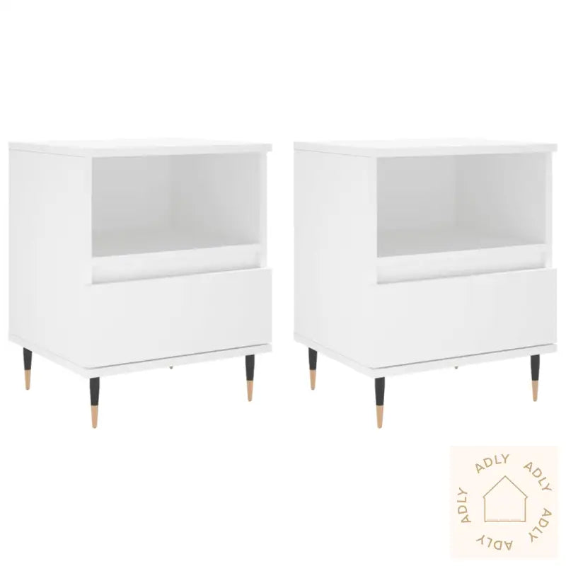 Nattbord 2 Stk Hvit 40X35X50 Cm Konstruert Tre