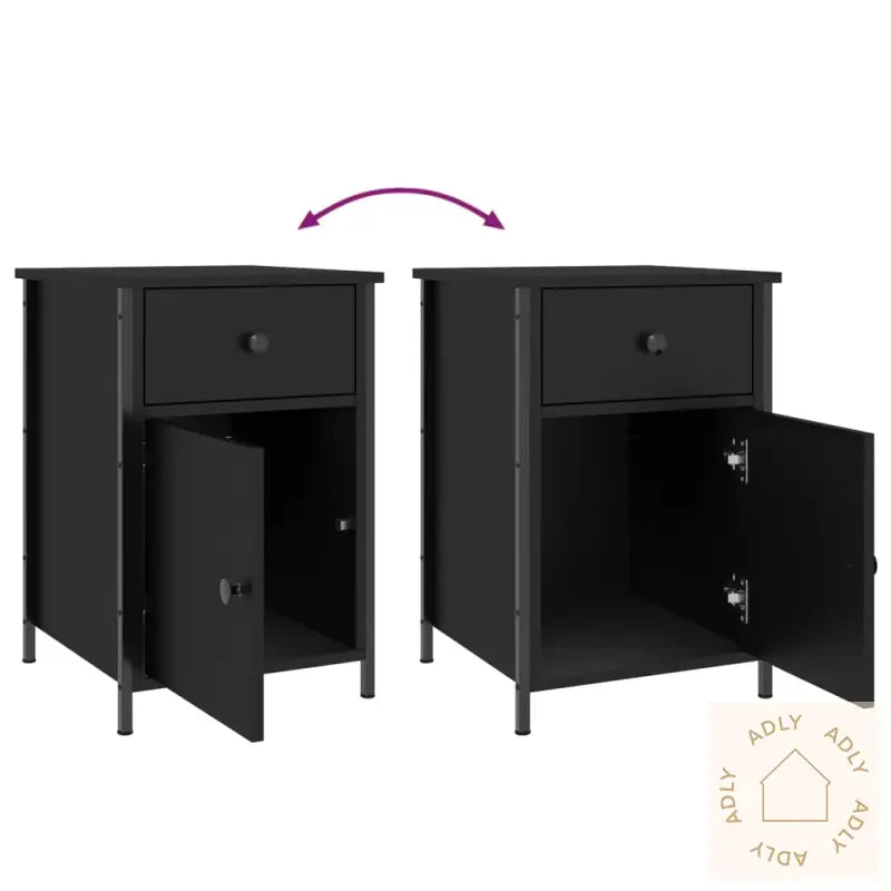 Nattbord 2 Stk Svart 40X42X60 Cm Konstruert Tre