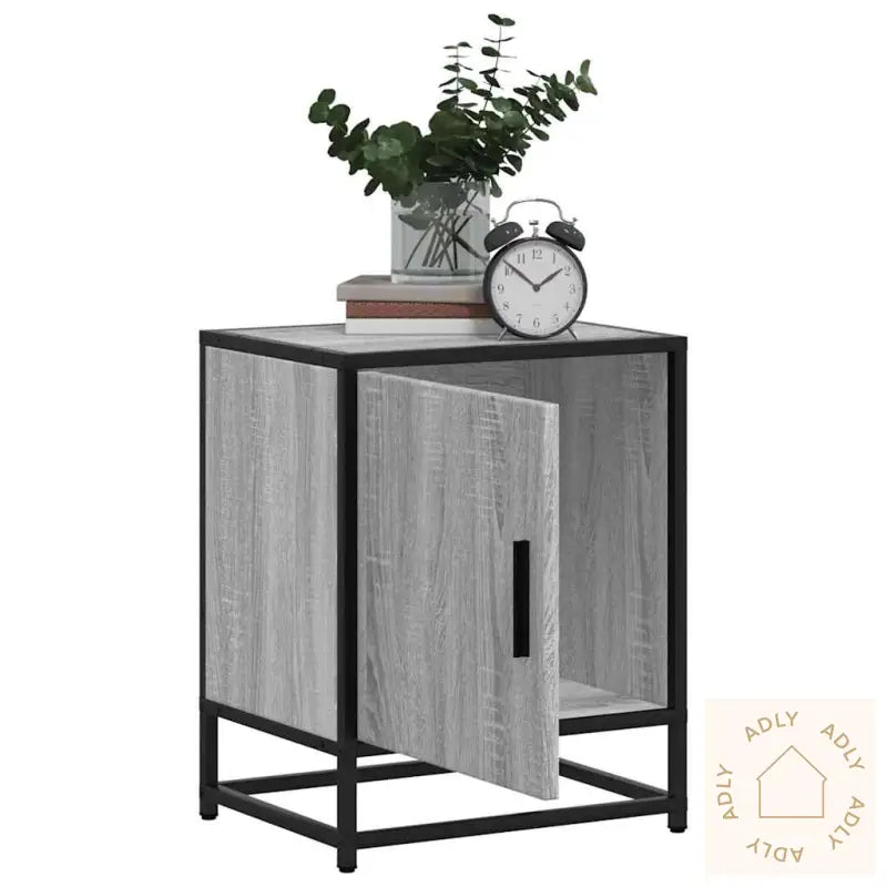 Nattbord 2 Stk Grå Sonoma 40X31X50 Cm Konstruert Tre Og Metall