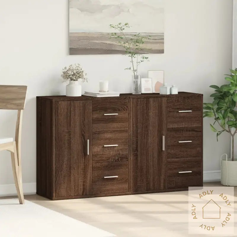 Skjenker 2 Brun Eik 60X31X70 Cm Konstruert Tre