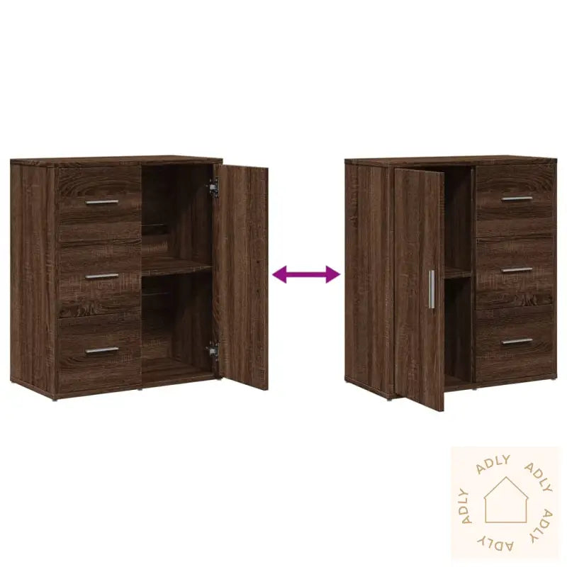 Skjenker 2 Brun Eik 60X31X70 Cm Konstruert Tre