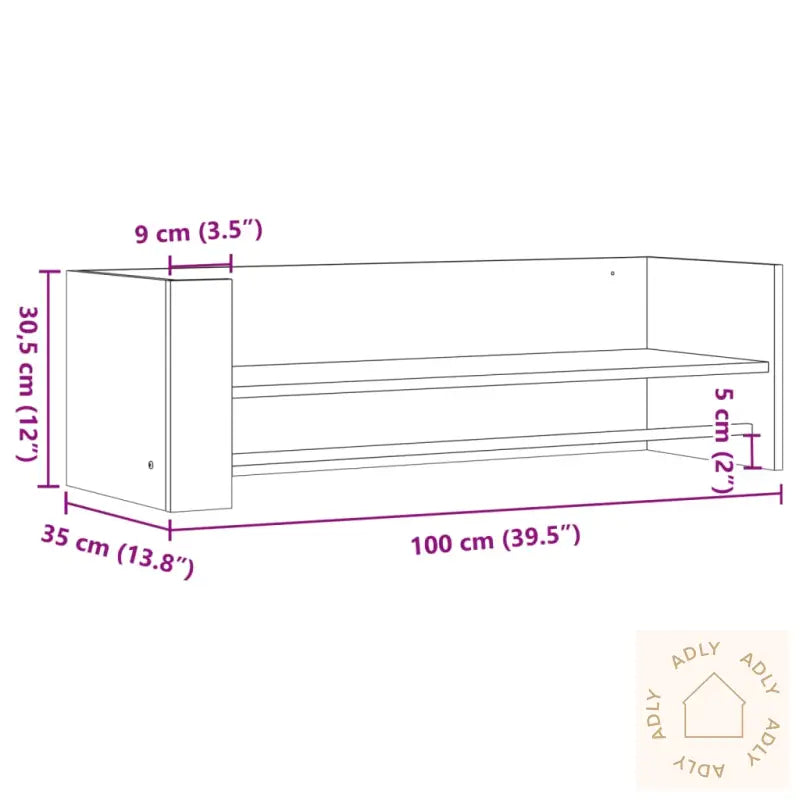 Vegghylle Svart 100X35X30,5 Cm Sponplate