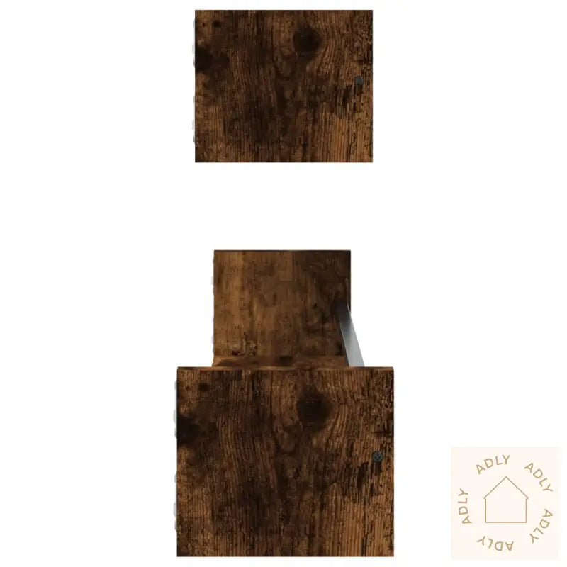 Vegghyller Med Stenger 2 Stk Røkt Eik 80X16X14 Cm