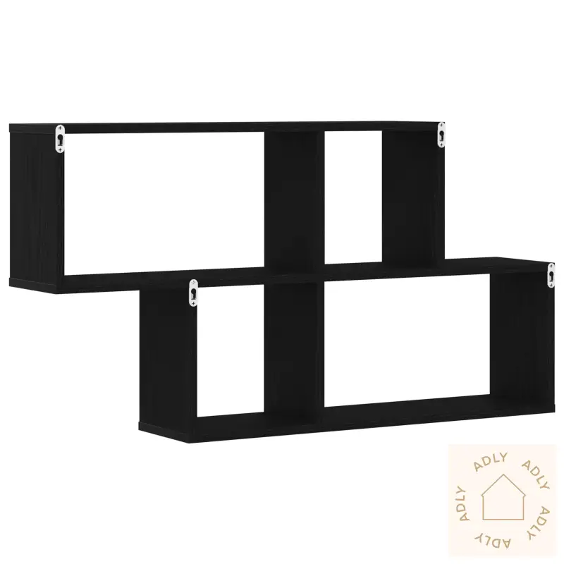 Svart Eike Veggskap 76X15X53 Cm Laget Av Konstruert Tre