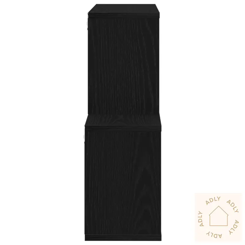 Svart Eike Veggskap 76X15X53 Cm Laget Av Konstruert Tre