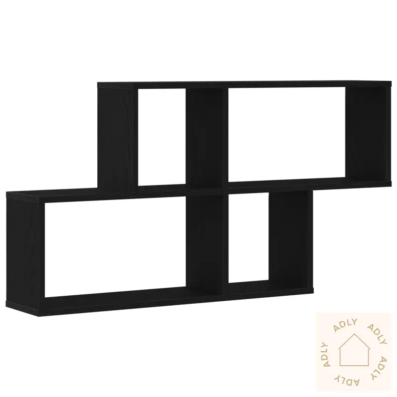 Svart Eike Veggskap 76X15X53 Cm Laget Av Konstruert Tre