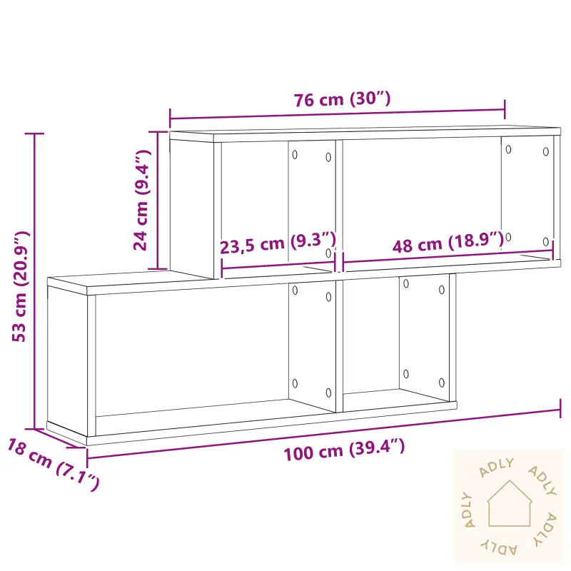 Svart Eike Veggskap 76X15X53 Cm Laget Av Konstruert Tre