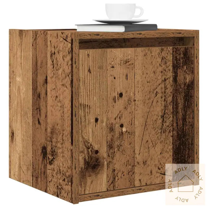 Veggmonterte Nattbord 2 Stk Gammelt Tre 38X34X40 Cm