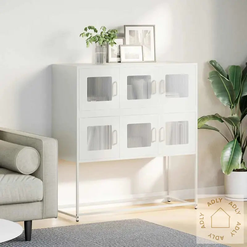Skjenk Hvit 100,5X39X107 Cm Kaldvalset Stål