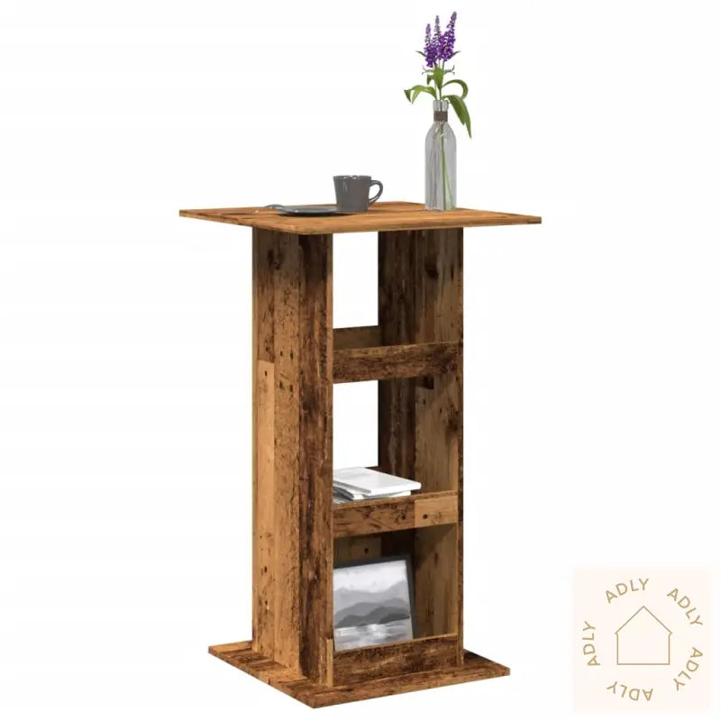 Barbord Med Oppbevaring Gammelt Tre 60X60X102 Cm Konstruert Tre