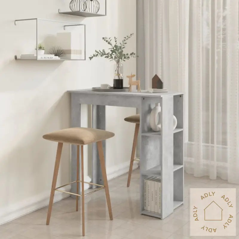 Barbord Med Hylle Betonggrå 102X50X103,5 Cm Konstruert Tre