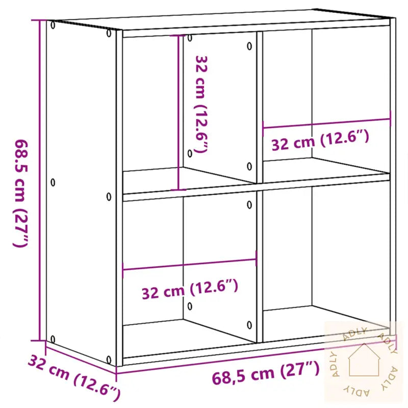 Bokhylle Svart Eik 68,5X32X68,5 Cm Konstruert Tre