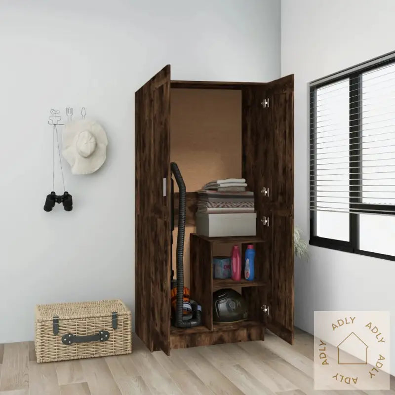 Garderobe Røkt Eik 82,5X51,5X180 Cm Konstruert Tre