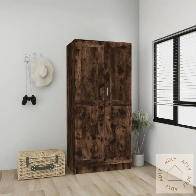 Garderobe Røkt Eik 82,5X51,5X180 Cm Konstruert Tre