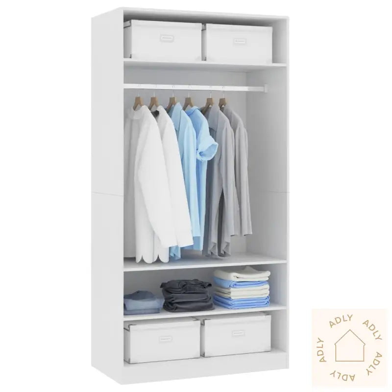 Garderobe Hvit 100X50X200 Cm Konstruert Tre