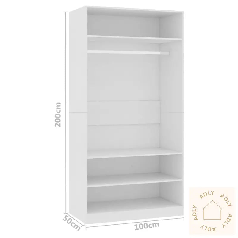 Garderobe Hvit 100X50X200 Cm Konstruert Tre