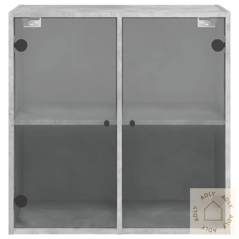 Sideskap Med Glassdører Betonggrå 68X37X68,5 Cm
