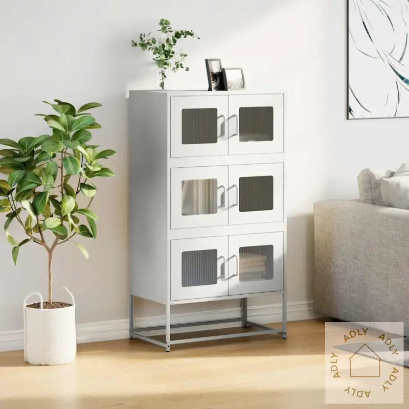 Highboard Hvit 68X39X123 Cm Stål