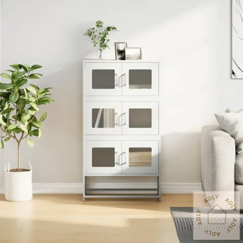 Highboard Hvit 68X39X123 Cm Stål