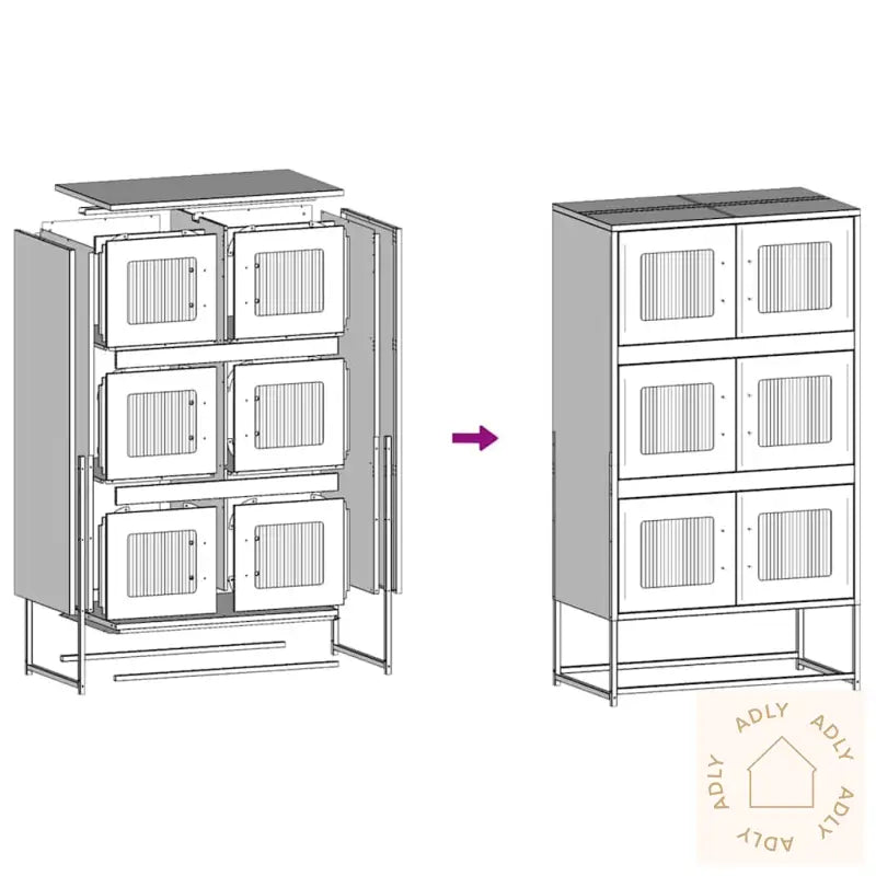 Highboard Hvit 68X39X123 Cm Stål
