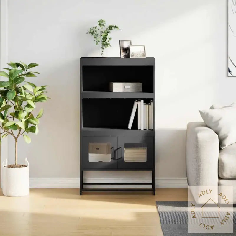 Highboard Svart 68X39X123 Cm Stål