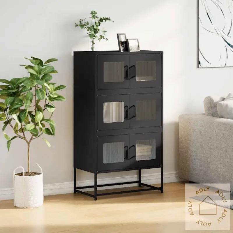 Highboard Svart 68X39X123 Cm Stål