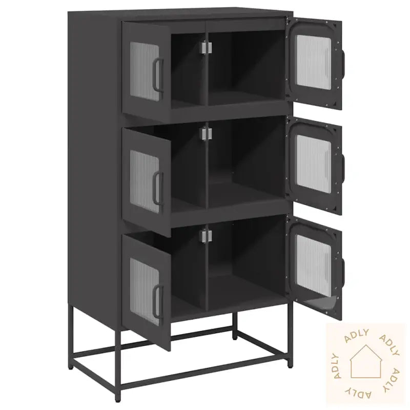 Highboard Svart 68X39X123 Cm Stål