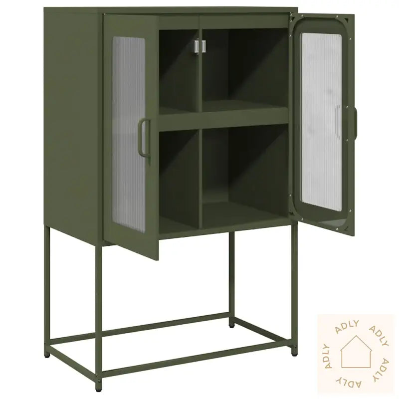Highboard Olivengrønn 68X39X107 Cm Stål