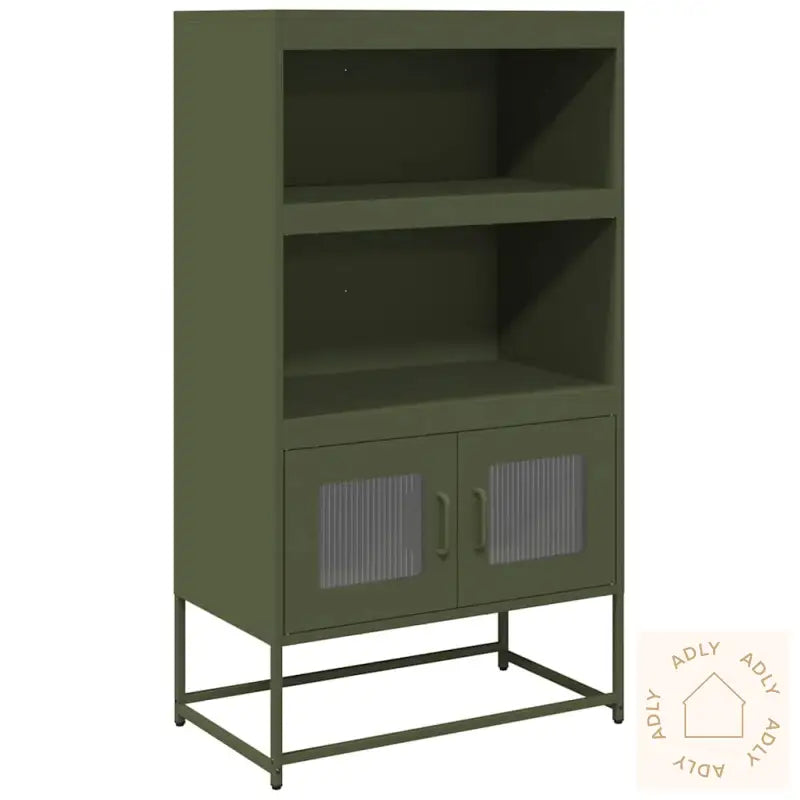 Highboard Olivengrønn 68X39X123 Cm Stål