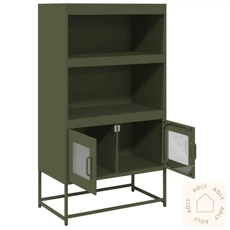 Highboard Olivengrønn 68X39X123 Cm Stål
